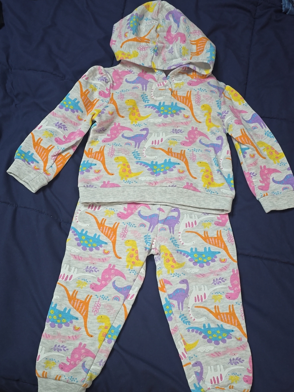 Kids Headquarters Multicolor Dinosaur Hoodie and Jogger Pajama Set 24M GIRLS